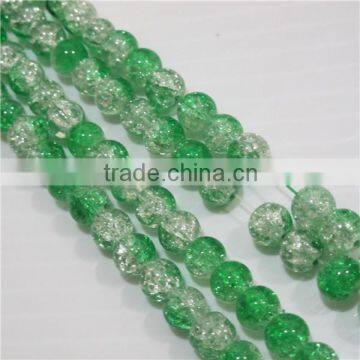 6mm round double color crackle glass bead RGB011