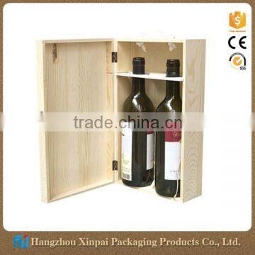 Luxury packaging pine 2 bottle wooden wine box