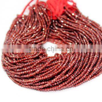 GENUINE AAA+ GRADE NATURAL MOZAMBIQUE GARNET 3-4MM ROUNDEL FACETED LOOSE BEADS STRAND