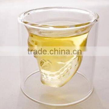 different capacity high borosilicate double wall glass skull cup for sale                        
                                                Quality Choice