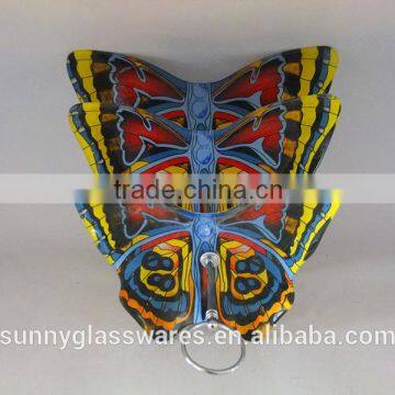 Creative style butterfly blue glass plate of three layers