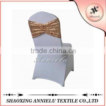 Cheap gold spandex sequin chair sashes