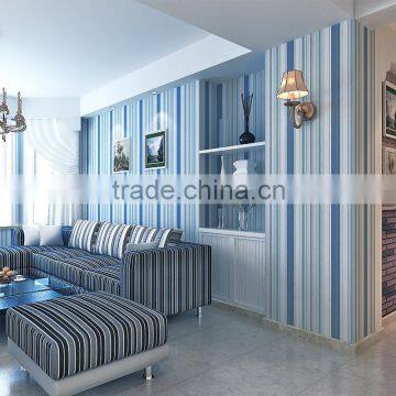 modern blue stripe non woven wallpaper for home