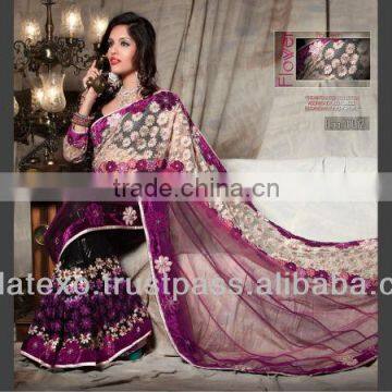 Chain stich embrodery Saree