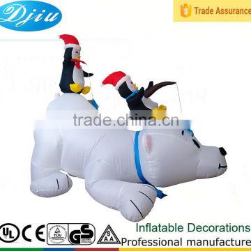 DJ-XT-48 Illuninate Inflatable Polar Bear with Fishing Penguins Outdoor Christmas Display