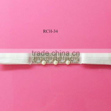 2015 hot selling Factory price pearl and Rhinestone connector decoration headband (RCH-34)