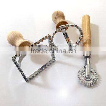 high quality zinc alloy 3pcs custom cookie stamp with wooden handle