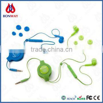 retractable earphone with mic and volume earbuds wholesale