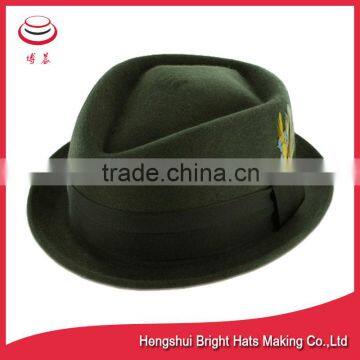 high quality wool felt stingy fedora hat trilby hat with feather