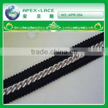 new fashion style polyester tape with chain for garment