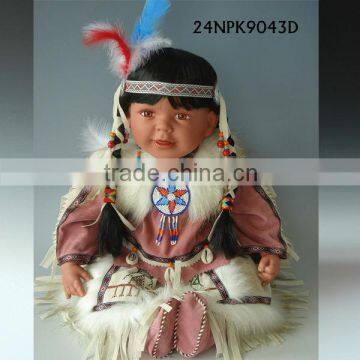 24" Happy Sitting Indian girl Doll with big smile made in vinyl collection doll