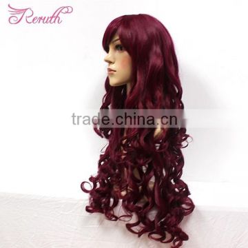 Wholesale good quality red body wave dyed natural wig for female