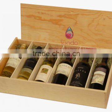 wholesale 6 bottles wood wine box with lib OEM/ODM