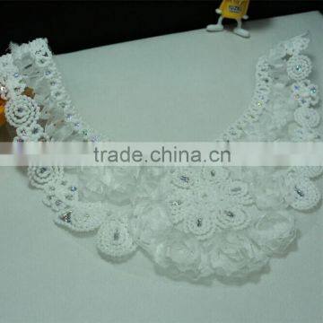 Chiffon Sequin Lace Fabric Mesh Embroidered U-shape Lace Collar