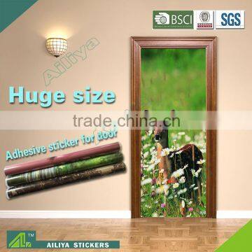 3d Customized waterproof decro bedroom easy removable self adhesive door glass film