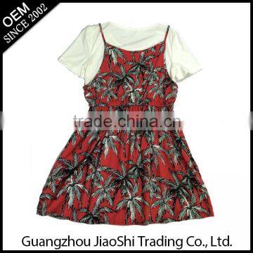 Latest Dress Designs Fashional Convenient False Two-piece Dress Knitted Fabrics Chiffon Girl Dress for Different Figures