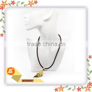 5mm Genuine leather necklace with gold pendant for woman style fashion