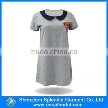 custom ladies fashion embroidered cotton long polo tshirt