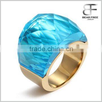 Stainless Steel Ring Super Sized Crystal for Promise Engagement Wedding Multicolor Option