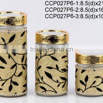 CP027P5 Round Glass Jar With Leather Coating photo-2