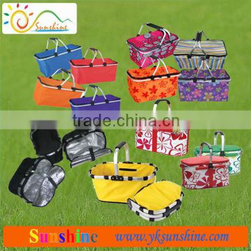 Canvas folding shopping baskets,folding picnic basket