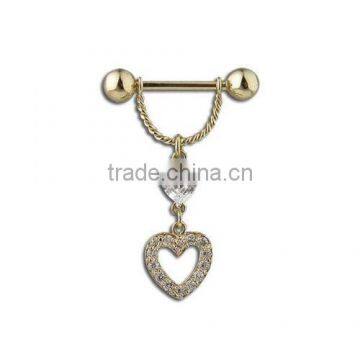 Angle Heart Barbell Nipple Ring Heart Shaped Nipple Ring