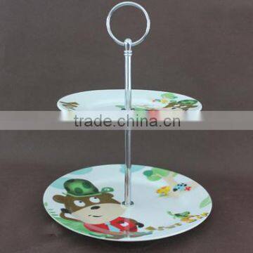 Factory wholesale 2 tier cake stands ceramic cake plate