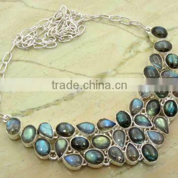 Genuine Labradorite & .925 Sterling Silver Necklace Jewelry Wholesale