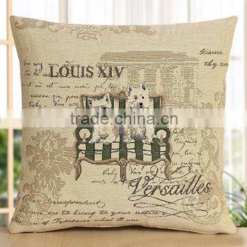 2015 new animal design cute dog pattern jacquare cushion cover handmade pillow made in China