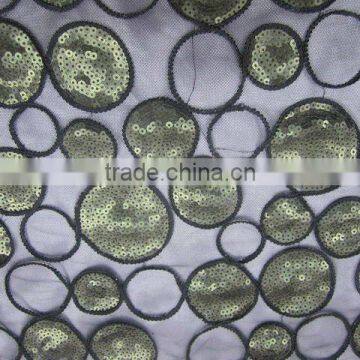 3mm green circle pattern sequin embroidery fabrics