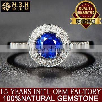 Factory wholesale jewellery 18K gold Inlay natural sapphire ring color gem girl