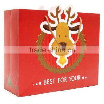 Red Christmas bag cartoon deer design bag gift kraft paper bag gift bag shopping paper bag