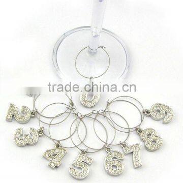 Lucky Numbers Wine Charm Set with Beads and 25mm Loop Diameter