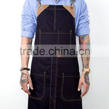 cheap wholesale denim work apron with cross back strap for men                        
                                                Quality Choice