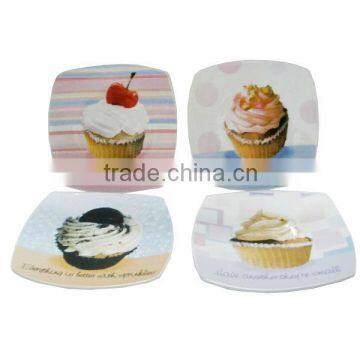 Wholesale custom decal square ceramic serving plates for promotion