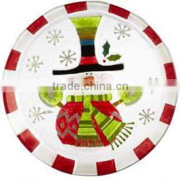 round Christmas snowman plate