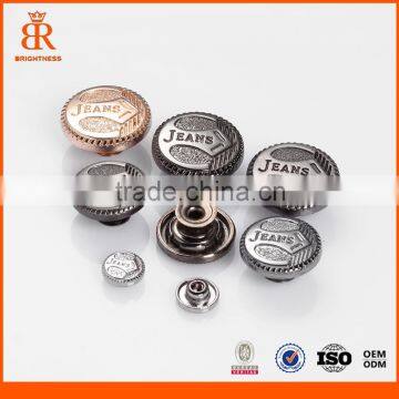 Custom jeans rivets buttons logo made metal buttons for jeans