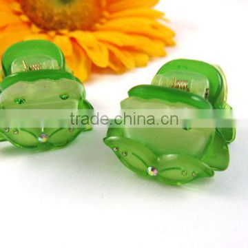 New Hair Clips Acryl Rhinestone Green Pet A Pair