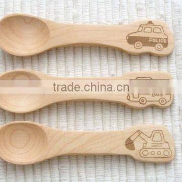 China factory wholesale FSC natural wood tasting spoon icecream spoon