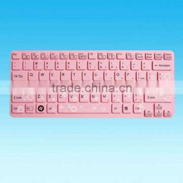 Light Pink color with black texts Thin Silicone material colored laptop customized silicone keyboard cover