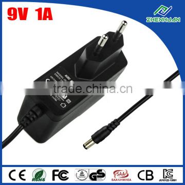 wall mounted adapter 9v 1.0a power supply with security