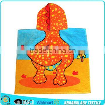 Cute cartoon PICTURE printed kids hooded towel/cartoon poncho towel