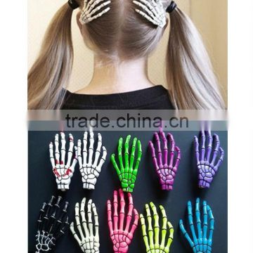 1 Pair Trendy Women Skeleton Hand Bone Claw Hair Clip Zombie Horror Hairpin