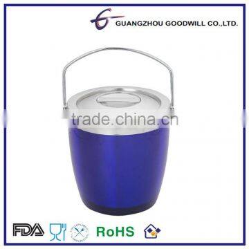 3.0 L double wall Stainless Steel plastic ice Bucket with lid