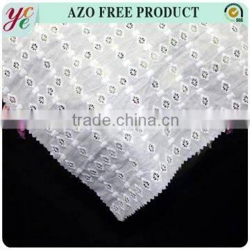 Square Hole Design White Cotton Swiss Voile Lace Embroidery Fabric photo-4