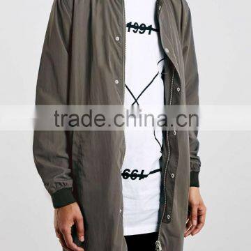 Men's Kakhi Color Longline Bomber Coat