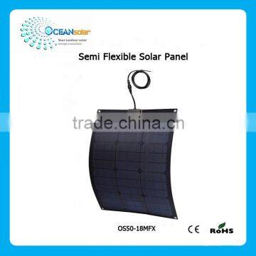 50W High Effeciency Monocrystalline Silicon Cell Semi Flexible Solar Panel