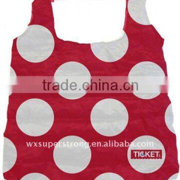 2016Fashion 190T Shopping Bag for Girls,Red Color with White Dots