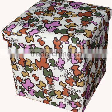 stronger!! Flower PVC Leather folding storage ottoman