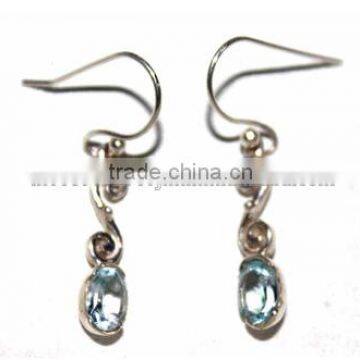 Blue Topaz Earrings Sterling Silver Jewelry